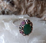 Autentikos török gyűrű smaragd kőve (Hürrem-ékszer) kézműves