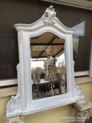 Provence bútor, fehér antikolt bécsibarokk fali tükör.