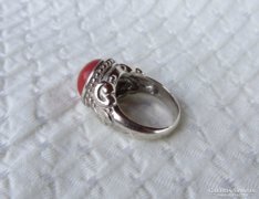 Szép ezüst gyűrű vörös korallal (demeter 1 részére)
