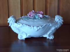 Rózsafogós barokk ENS porcelán bonbonier