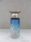 Antik csiszolt parfümös üveg .ezüst tetövel