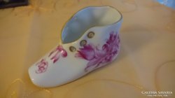 Herendi porcelán kis cipő (bordó virág) 
