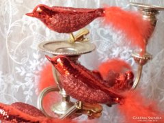 Piros színű foncsorozott üveg madárkák 