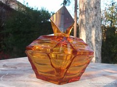  Borostyánsárga díszüveg-parfümös üveg cseh gyönyörű  