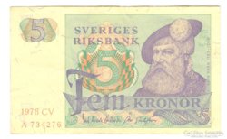 5 kronor korona 1978 Svédország