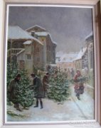 Ulrich Géza festménye "Karácsonyi készülődés"!!
