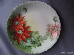 Gyönyörű LIMOGES-i tányér mikulásvirággal (L-Martial Redon)