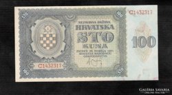 Ritka 100 Kuna 1941  Horvátország 