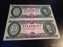 2 db 10 forint 1962 és 1969 