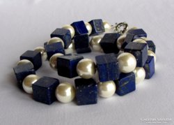 Lapis lazuli, kagylógyöngy gyöngysor