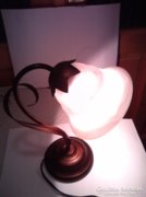 Szecessziós stílusú ,muránói üveggel asztali lámpa,bronzos 