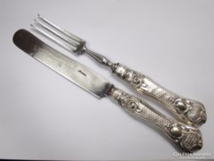Antik,ezüstnyelű süteményes kés/villa