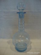 Hurkásnyakú kék régi likőrös üveg palack dugóval