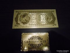 1946 10 forint aranyozott bankjegy utánzat!