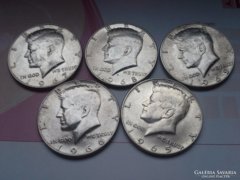 Usa ezüst fél dollár sor 1965,66,67,68,69