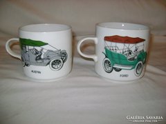Autós porcelán teás csésze - két darab - együtt eladó