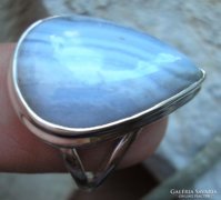 925 ezüst gyűrű kék szalagos acháttal 19,3/60,6 mm