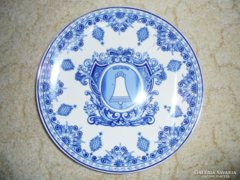 Kék fehér porcelán fali tányér - Dr. Merkle Atelier - 24.3 cm átmérő