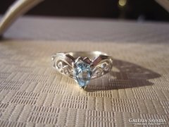 Akvamarin köves 925 tündér ezüst gyűrű 