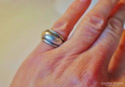 Szép régi széles kézműves ezüst gyűrű 