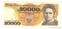 20000 zloty zlotych 1989 Lengyelország 