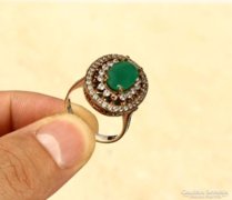 Smaragd és topáz köves ezüst gyűrű