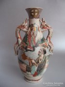 Antik sárkányfüles, satsuma váza (1860-1880)