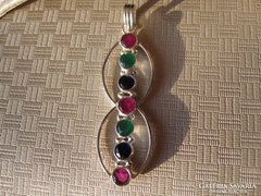 Zafír, smaragd és rubin ezüst medál 925 -ös