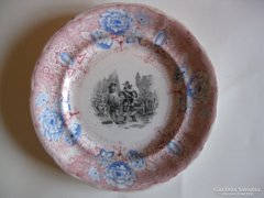Francia porcelán tányér - 2 muskétással