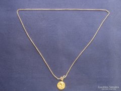 Antik arany nyaklánc angyalkás medállal