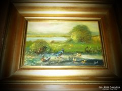 Lise Neise romantikus festő tájkép kacsa festmény