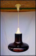 Nagy borostyán üvegburás mennyezeti lámpa 70-es évek , retro