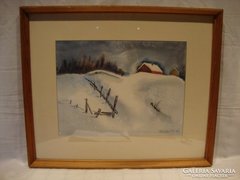 Michael M ' 75 akvarell téli táj festmény