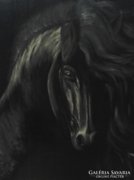 Fekete gyöngy c.festmény , ló portré