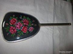 Rózsamintás Vintage kézi tükör.31 cm