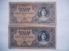 2 darab 500 pengő 1945
