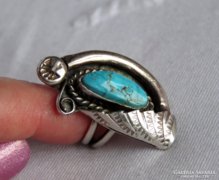 Gyönyörű navajo indián ezüst gyűrű türkizzel
