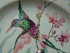 Álomszép kolibri madaras antik fajansz kínáló