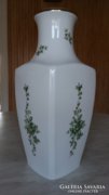 Hollóházi szögletes váza, Erika mintás 30 cm, sorszámozott
