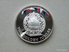 Ap 223 - 2002 Falkland szigetek ezüst 50 pence tükörveret
