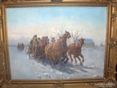 Viski János: Téli út c. festménye