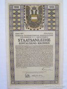 I. VILÁGHÁBORÚS HADIKÖLCSÖN - 1000 KORONÁS - 1917!