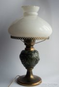 Antik majolika fajansz lüszter lámpa asztali petróleum