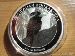 Ausztrál Kookaburra 1 uncia ezüst érme 2014 31.1 gr AG SZÉP