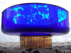 Opulens modern aranyozott kobalt üveg kínáló-20x9 cm