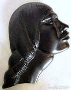 Art-deco relief szerecsen női fej profil