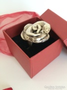 Csodálatos antik ezüst ötvös hatalmas rózsa gyűrű