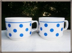 Zsolnay kék pöttyös 1dl-es kis kávés csésze 2 db