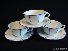 Drasche porcelán kék csíkos csésze és alj 
