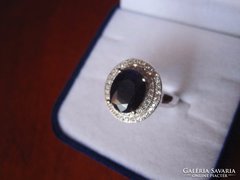 Zafír koktélgyűrű - ezüst, kuriózum!
